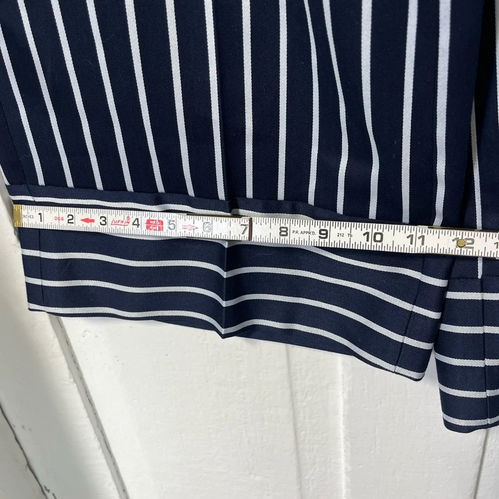 Banana Republic Blake Striped Wide Leg Navy Belted Pants Sz 6 - Picture 10 of 10